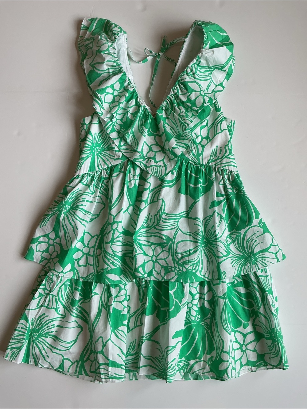 NWT Lilly Pulitzer RitaMarie V-Neck Ruffle Dress Spearmint Green Size 14 - Picture 7 of 13
